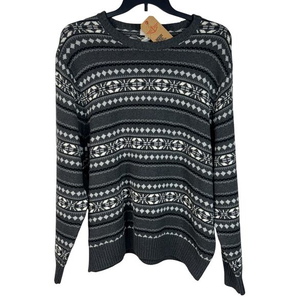Dockers XX-Large Mens Sweater Geometric Crew Neck Long Sleeve Charcoal Heather - Picture 1 of 7